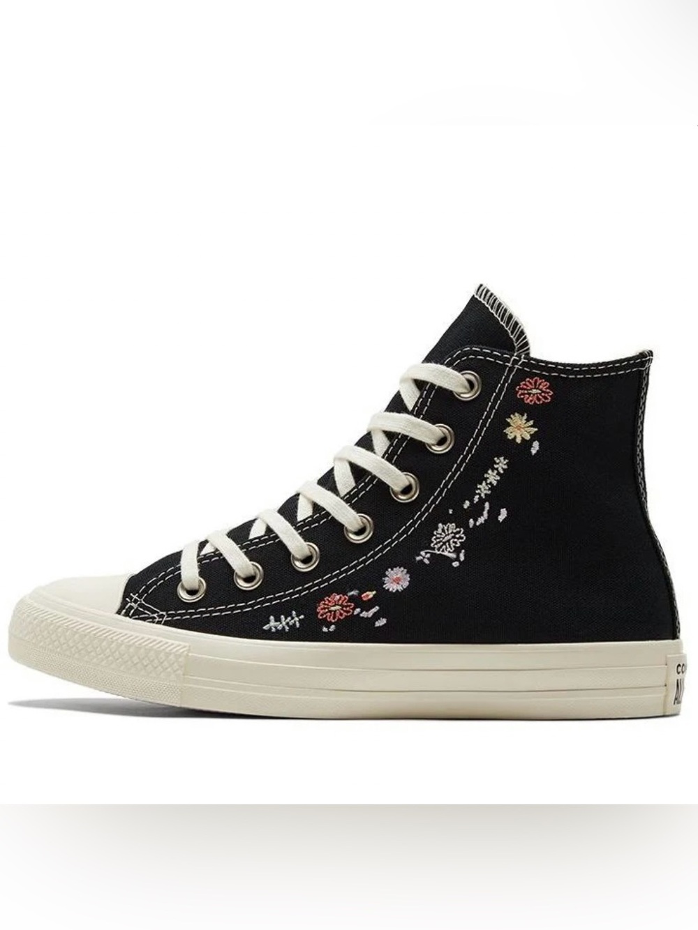Converse Embroidered Flowers High Top Sneakers